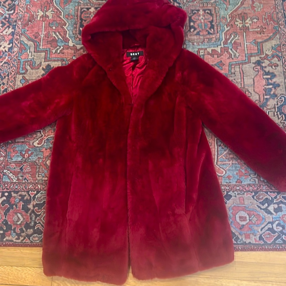 Faux fur hooded coat